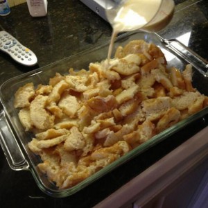 making Krispy Kreme Bread Pudding